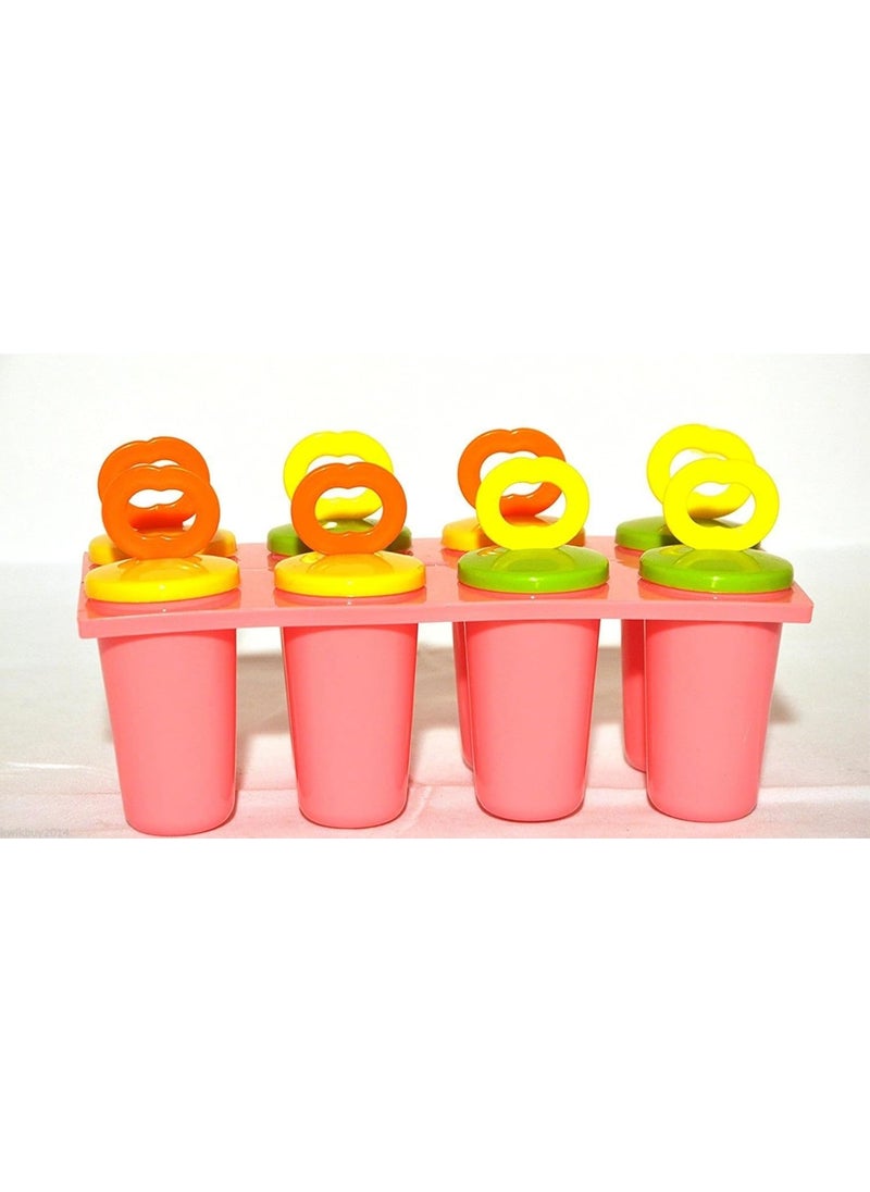 Generic - Bake House 8 Pcs 100% Food Grade Homemade Reusable Ice Popsicle Makers Frozen Ice Cream Moulds Tray Kulfi Candy Ice Lolly Mould for Children & Adults, Plastic - Image 1