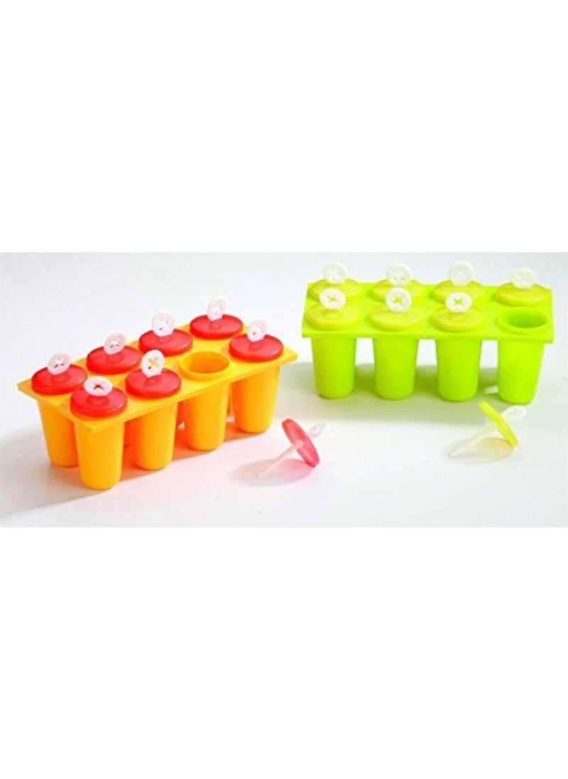 Generic - Bake House 8 Pcs 100% Food Grade Homemade Reusable Ice Popsicle Makers Frozen Ice Cream Moulds Tray Kulfi Candy Ice Lolly Mould for Children & Adults, Plastic - Image 1