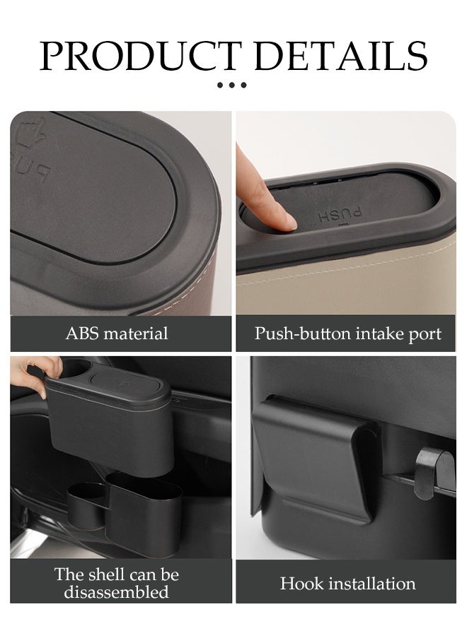 DUNISO Multifunctional Car Trash Can Hanging Leakproof Automobile Dustbin with Lid 2in1 Cup Holder Garbage Bin Compact Car Storage Box Versatile Door Organizer Durable Auto Garbage Can for Most Vehicles, SUVs, Trucks, Cars - Image 5