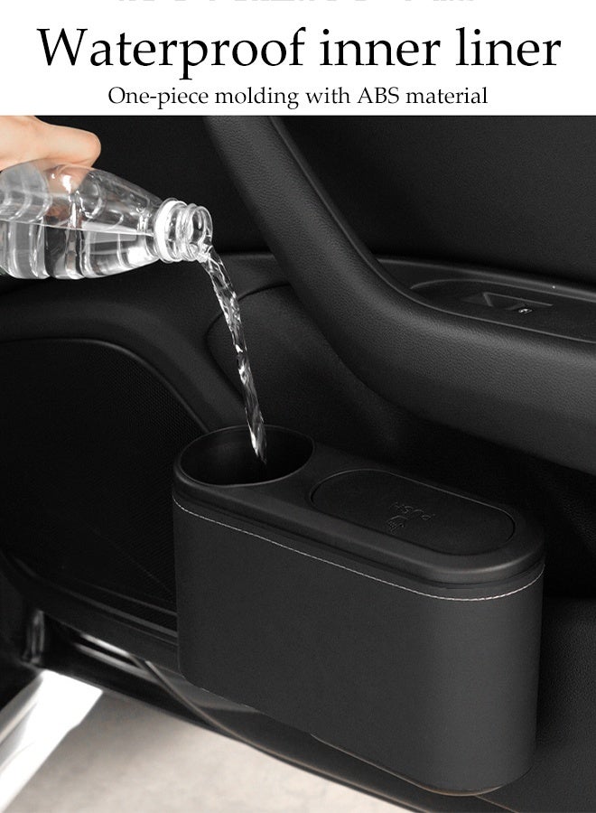 DUNISO Multifunctional Car Trash Can Hanging Leakproof Automobile Dustbin with Lid 2in1 Cup Holder Garbage Bin Compact Car Storage Box Versatile Door Organizer Durable Auto Garbage Can for Most Vehicles, SUVs, Trucks, Cars - Image 3