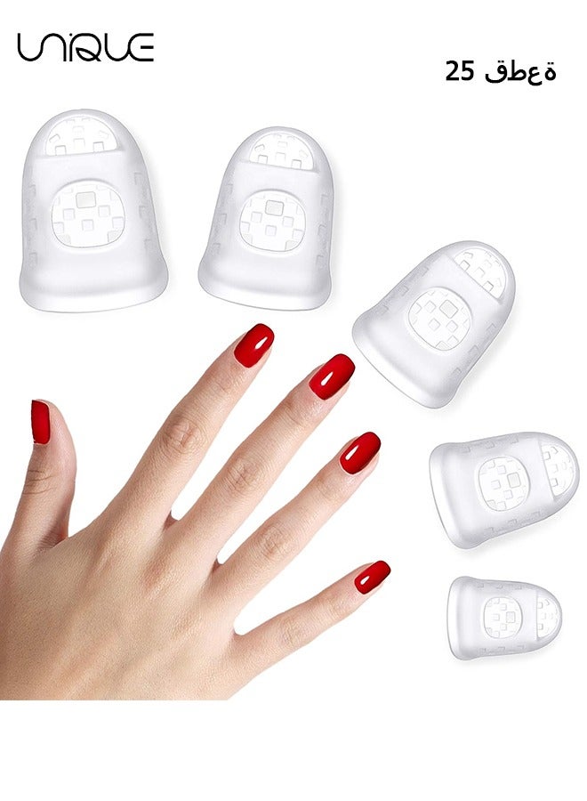 Unique 25 Pieces Silicone Finger Sleeve，Guitar Fingertip Protectors Silicone Finger Guards Anti-slip Finger Protection Covers Caps for Stringed Instruments Guitar Mandolin Bass Counting Sewing, 5 Sizes  - Image 1