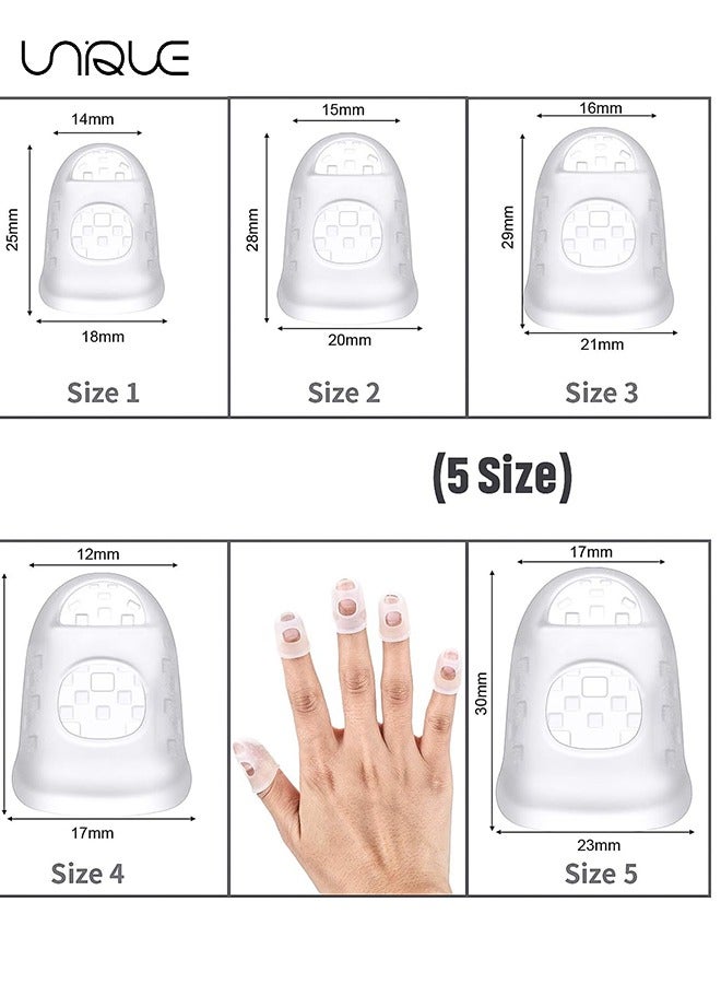 Unique 25 Pieces Silicone Finger Sleeve，Guitar Fingertip Protectors Silicone Finger Guards Anti-slip Finger Protection Covers Caps for Stringed Instruments Guitar Mandolin Bass Counting Sewing, 5 Sizes  - Image 2