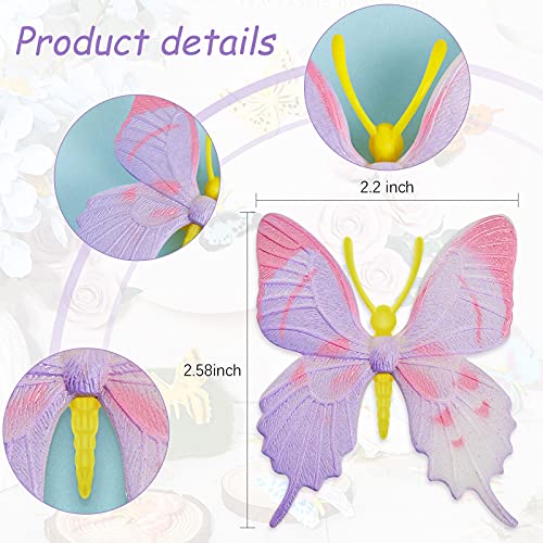 Canlierr 36 Pcs Plastic Butterflies Fake Butterflies Action Figures Art Lifelike Butterfly Removable Reusable Cake Decoration for Party Favor Wall Garden Decor 12 Styles - Image 5