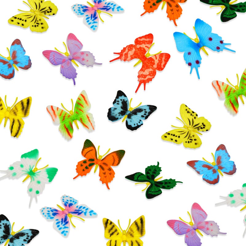 Canlierr 36 Pcs Plastic Butterflies Fake Butterflies Action Figures Art Lifelike Butterfly Removable Reusable Cake Decoration for Party Favor Wall Garden Decor 12 Styles - Image 3