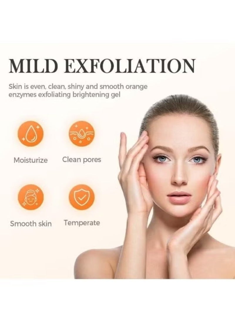 POUQUR Orange Enzymes Exfoliating Gel for Face & Body 100g, with silicone mask brush,Moisturizing Facial Scrub - Image 2