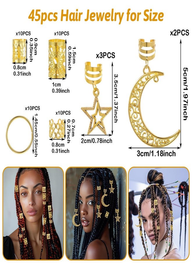 FFZDENA 45 Pcs Braid Hair Accessories, Hair Beads for Women, Gold Hair Jewellery for Braids, Hair Rings and Braid Accessories for Women, Elegant Hair Accessories for Parties, Weddings and Festivals - Image 2
