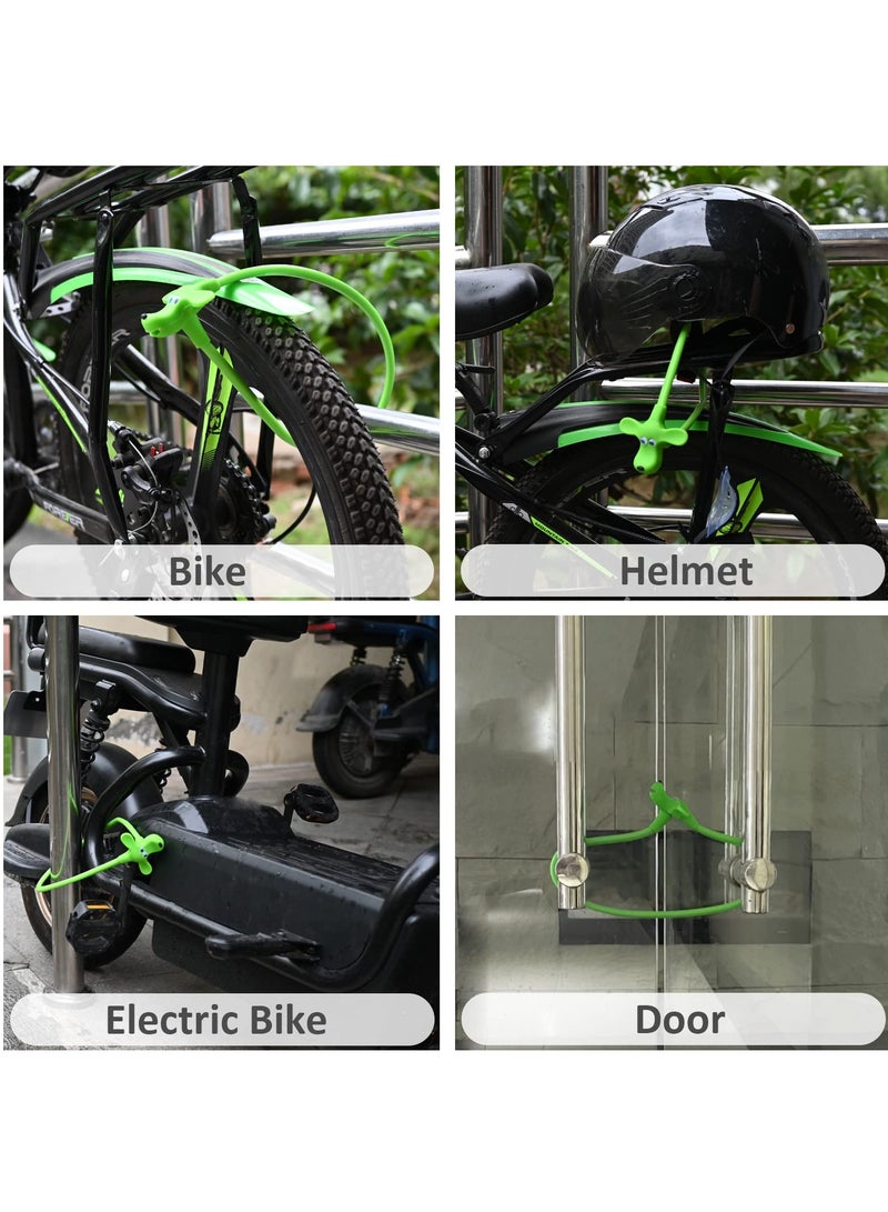 SYOSI Cable Lock for Bike, Cable Lock with Silicone Covered Kids Cable Lock Cartoon Lock for Bike/Electric Bike/Door/Helmet (Green) - Image 5