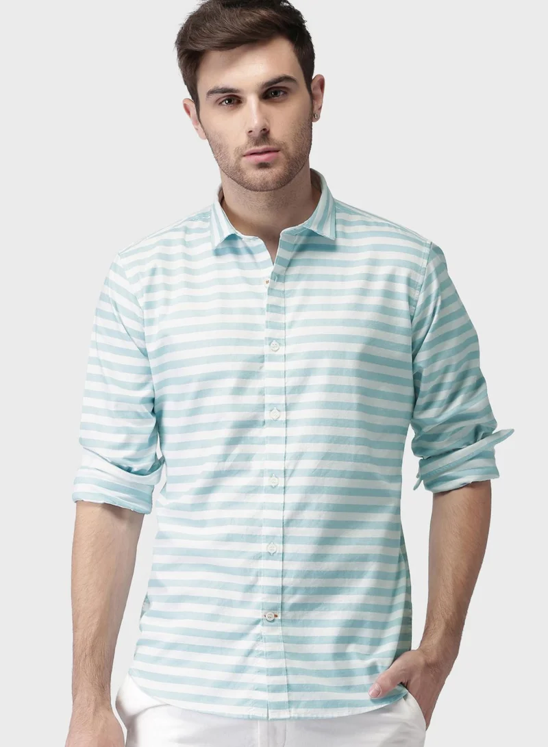 Mast & Harbour Striped Regular Fit Shirt