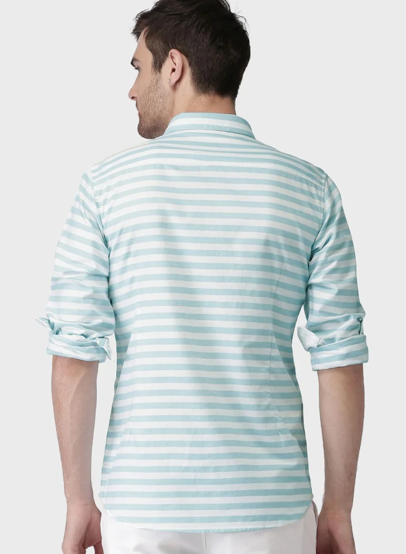 Mast & Harbour Striped Regular Fit Shirt