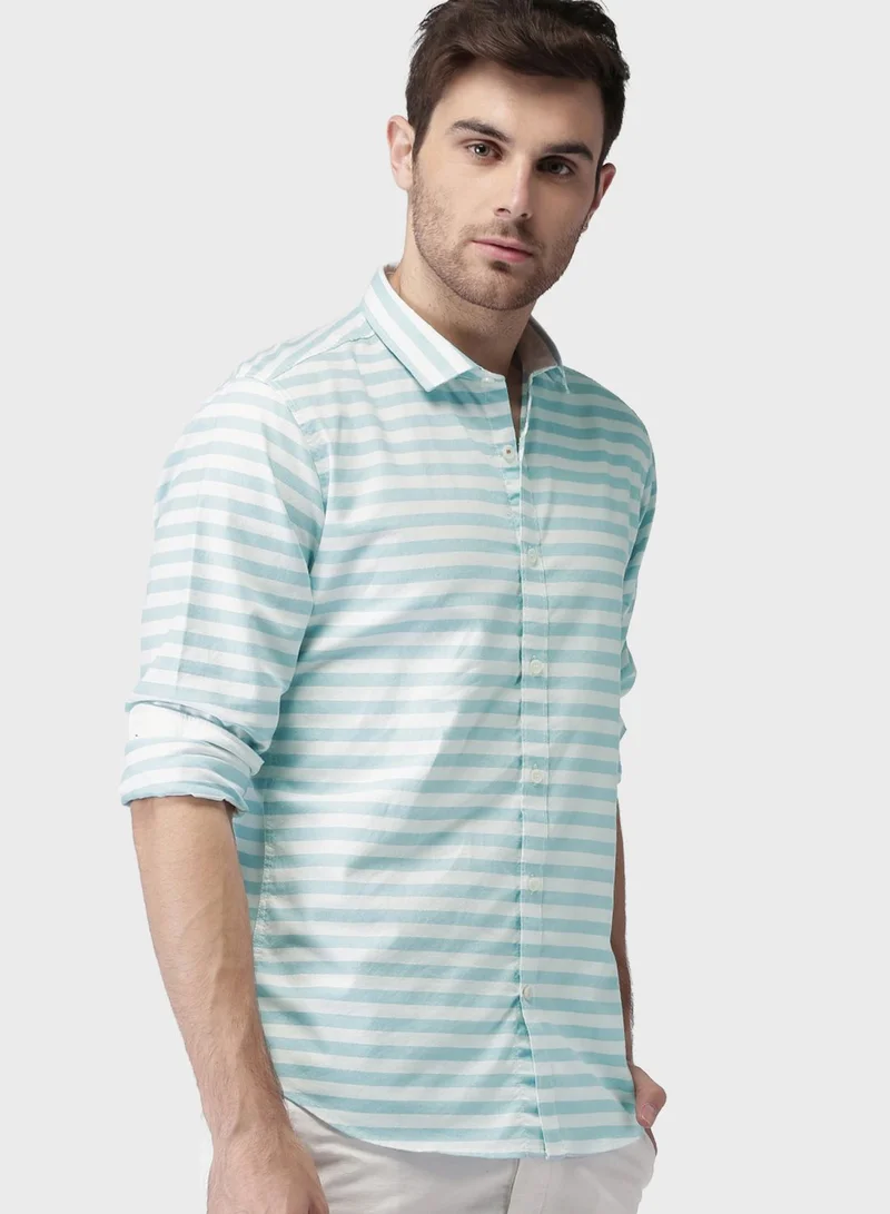 Mast & Harbour Striped Regular Fit Shirt