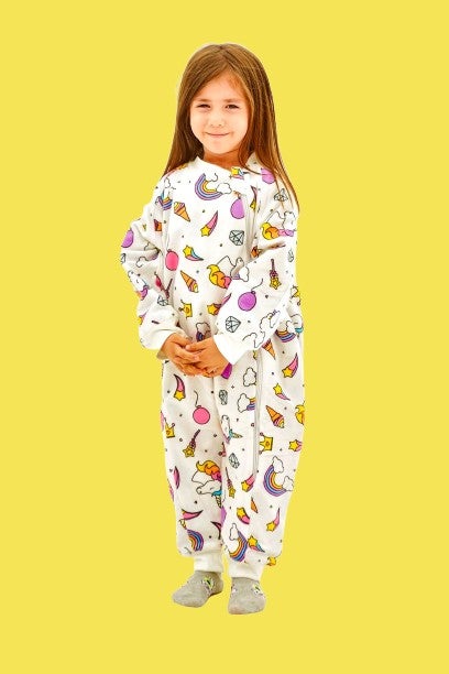 Mini Kiti Mini Kit Winter Long Sleeve Double Layer 100% Cotton Flannel Unicorn Kids Baby Sleeping Bag  - Image 1