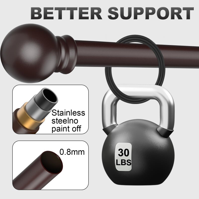 Authandis Bronze Curtain Rods for Bedroom with Brackets,5/8 Inch Diameter Small Window Curtain Rod Adjustable 32 to 48 Inches,Easy Install Drapery Rods - Image 2