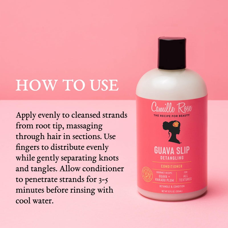 Camille Rose Guava Slip Detangling Conditioner, with Guava, Kakadu Plum and Soursop to Detangle, Condition and Revive, for All Hair Textures, 12 fl oz - Image 5