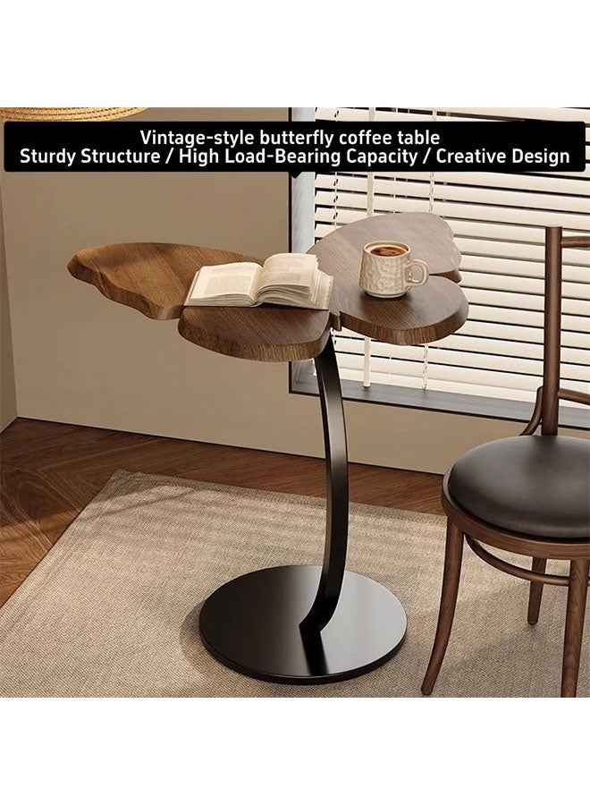 WINEENEE Elegant Retro Modern Small Solid Walnut Wood Butterfly Shape Side & End Table - Durable, Easy Assembly for Living Room, Sofa, Bedroom & Multi-Surface Use - Image 3
