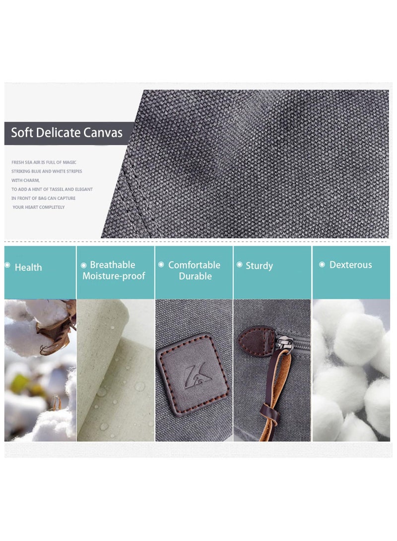 Zikra Hobo Canvas Tote Shoulder Bag for Women, Women Casual Shoulder Bag, Vintage Multiple Pockets Handbags, Fashion Cotton Canvas Casual Handbag, Satchel Bag for Shopping Hiking Travel and Work - Image 5