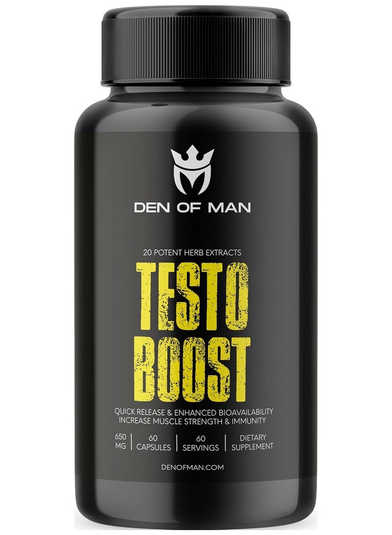 DEN OF MAN Testo Booster Capsules 650 Mg Per Serving 60 Count - Image 1