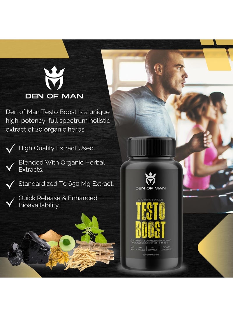 DEN OF MAN Testo Booster Capsules 650 Mg Per Serving 60 Count - Image 4
