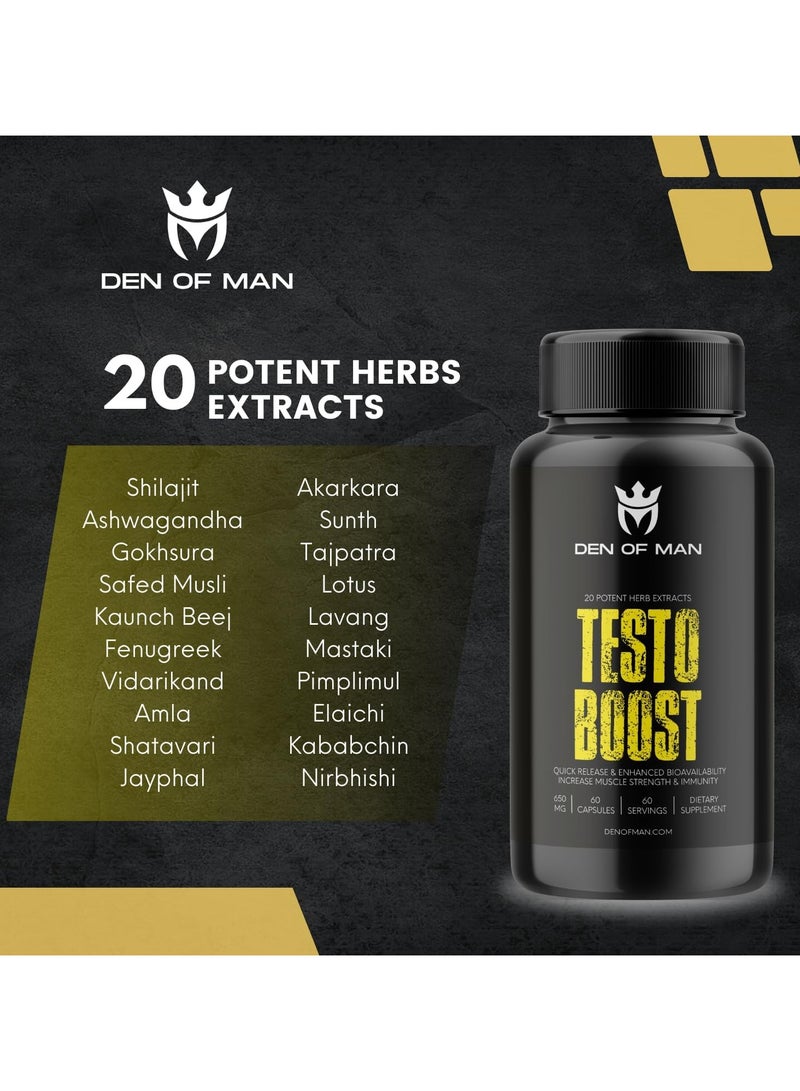 DEN OF MAN Testo Booster Capsules 650 Mg Per Serving 60 Count - Image 5