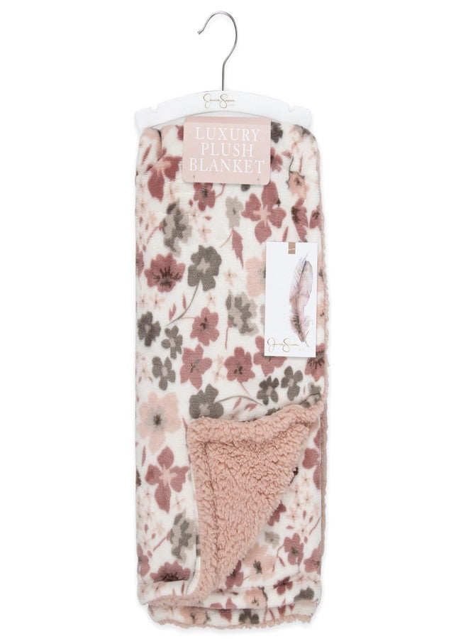 Jessica Simpson Luxury Velour Plush Printed Baby Blanket for Newborns, Infants and Toddlers (Taupe Pink Floral) - Image 5