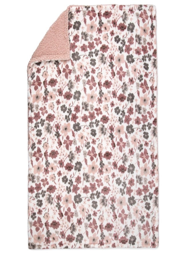 Jessica Simpson Luxury Velour Plush Printed Baby Blanket for Newborns, Infants and Toddlers (Taupe Pink Floral) - Image 4