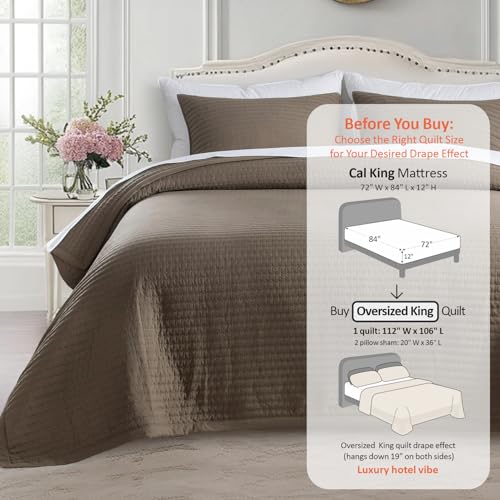 KASENTEX Oversized King Quilt Set 112"x106" – Soft Washed 3-Layer Lightweight California King Bedspread, Minimalist Nordic Design, All-Season Spring & Summer Quilt Set (1 Quilt + 2 Pillow Shams), Cub - Image 3