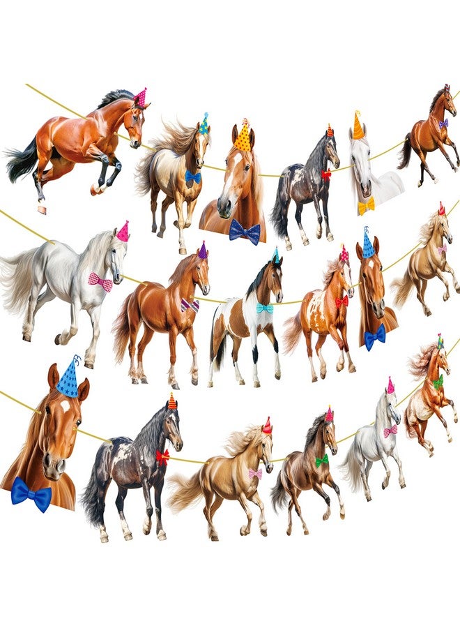 umoni لافتات حفلة الخيل زينة حفلة الخيل 3 قطع زينة عيد ميلاد الخيل لافتة سباق الخيل لافتة مقطوعة بموضوع حفلة رعاة البقر الغربية لوازم الحفلات - Image 5