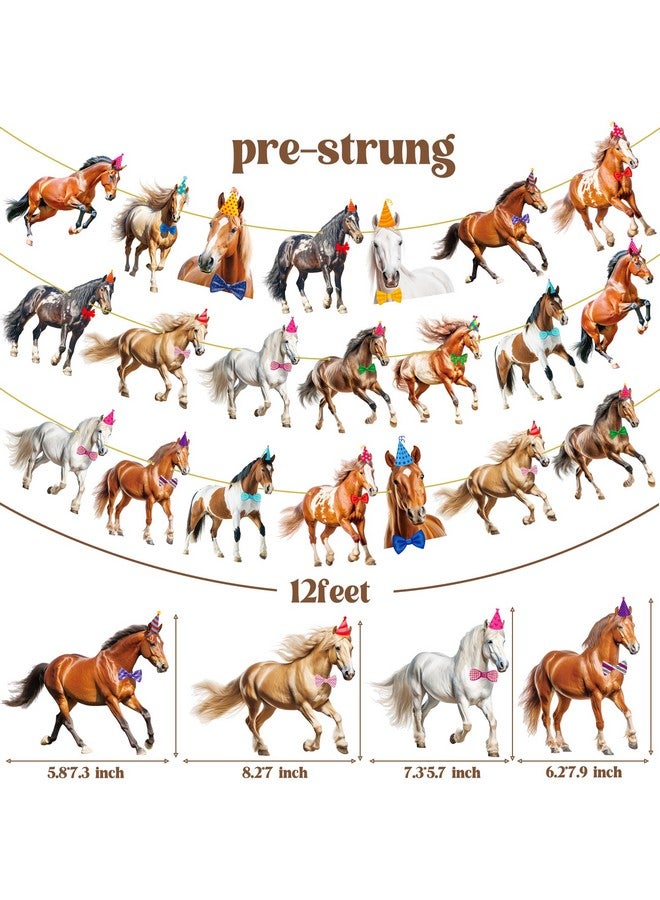 umoni لافتات حفلة الخيل زينة حفلة الخيل 3 قطع زينة عيد ميلاد الخيل لافتة سباق الخيل لافتة مقطوعة بموضوع حفلة رعاة البقر الغربية لوازم الحفلات - Image 4