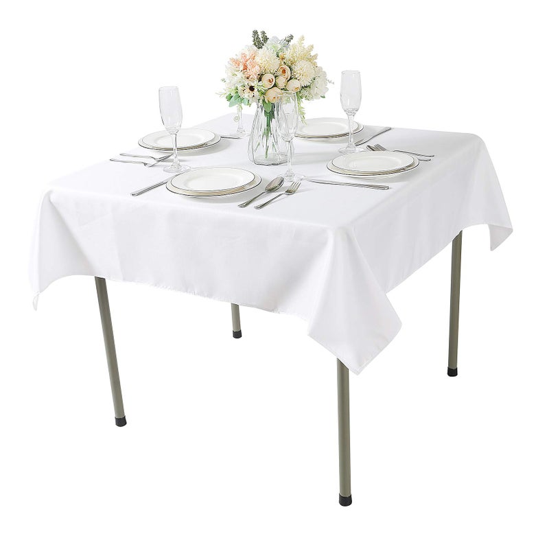 Cupuamon Square Tablecloth 52x52 inch Washable Polyester Fabric Table Cloth for Wedding Party Dining Banquet Decoration52x52White