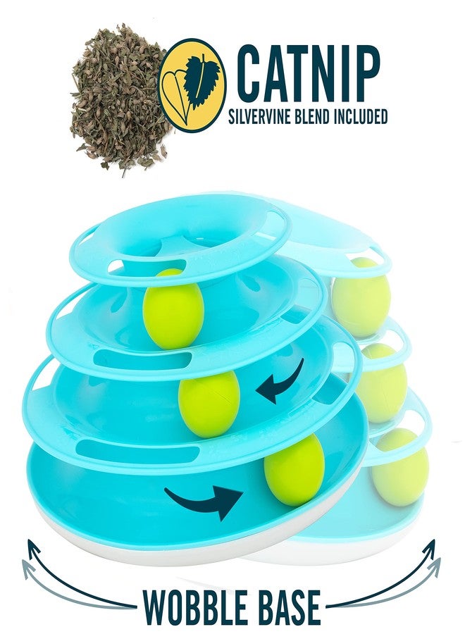 Our Pets Wobble Triple Chase Ball Track Interactive Cat Toy for Indoor Cats with Catnip (Cat Toys; Kitten Toys for Hunting and Chasing w/Rattling; Rolling Balls) - Image 2