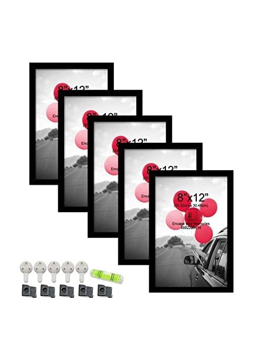 Art Street Art Street A4 Size Photo Frame for Wall Set of 5 Black Picture Frame for Home and Office Decoration, Size -8x12 Inches  - Image 1