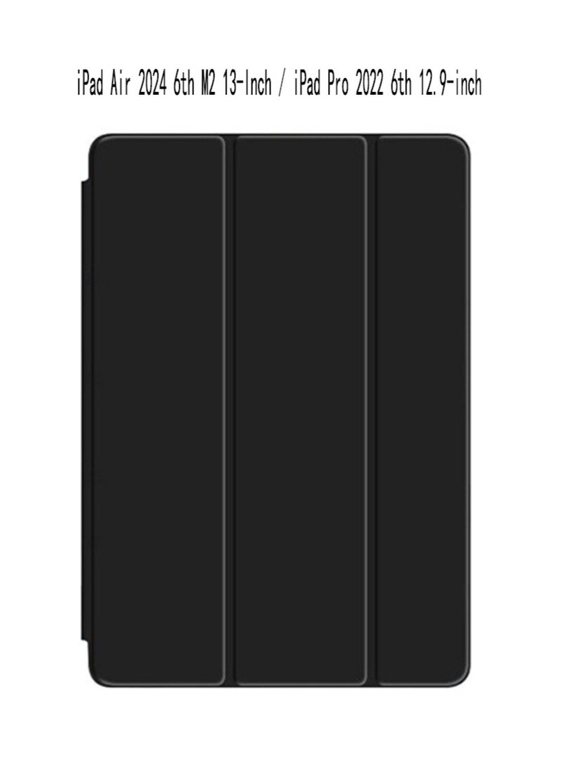 for iPad Air 13 inch (2024 6th M2 / 2025 7th M3 / 2026 8th M4) / ipad Pro 12.9 inch (22/21/20/18) Case Cover, Auto Wake/Sleep, Comfortable Skin Touch, Slim Trifold Stand Protective Cover with Soft TPU Back,Black - Image 1
