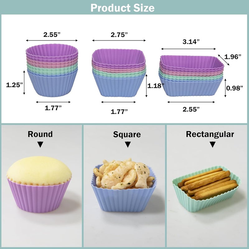 SmartKitch Silicone Cupcake LinersSilicone Lunch Box Dividers，Non-Stick Silicone Muffin Cups, Bento Box Accessories for Kids (24Pcs: 4 Color) - Image 2