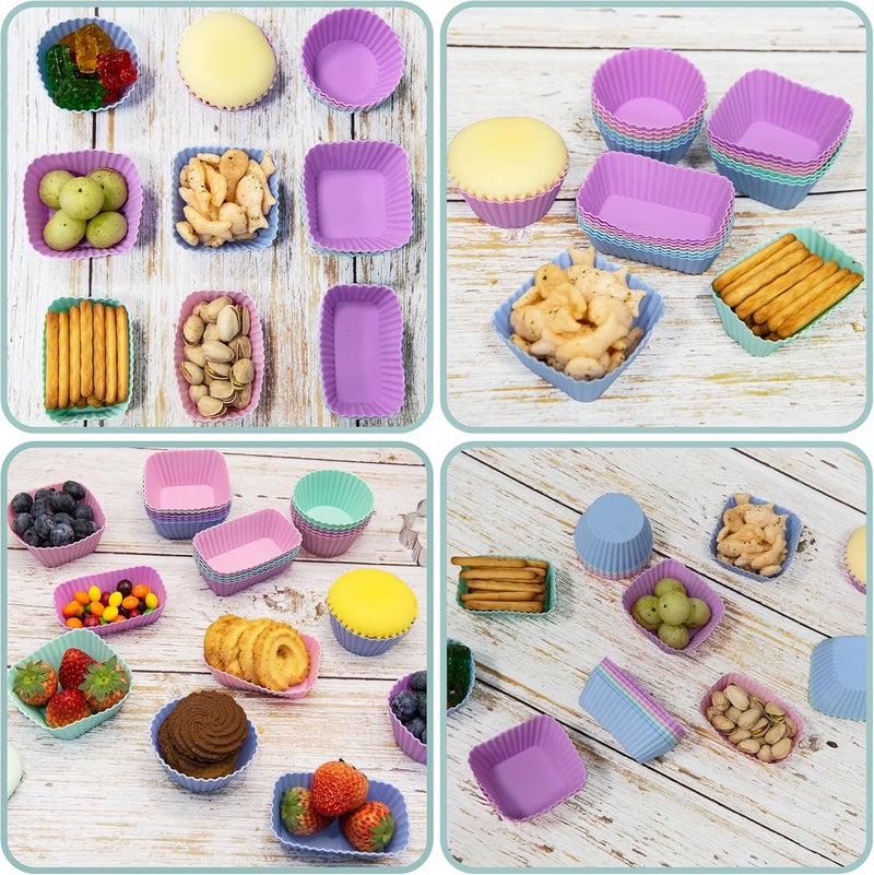 SmartKitch Silicone Cupcake LinersSilicone Lunch Box Dividers，Non-Stick Silicone Muffin Cups, Bento Box Accessories for Kids (24Pcs: 4 Color) - Image 5