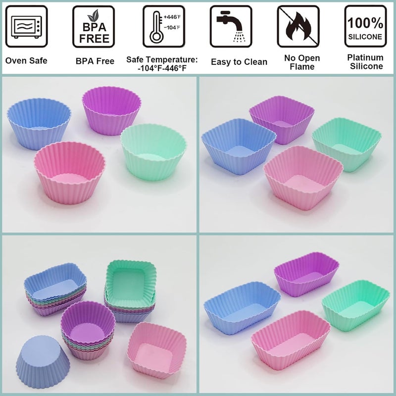 SmartKitch Silicone Cupcake LinersSilicone Lunch Box Dividers，Non-Stick Silicone Muffin Cups, Bento Box Accessories for Kids (24Pcs: 4 Color) - Image 4