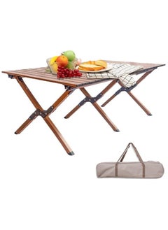 WDA WDA Portable Wooden Folding Table with Carry Bag, Outdoor Camping Table  - Image 1