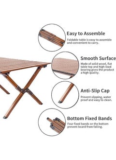 WDA WDA Portable Wooden Folding Table with Carry Bag, Outdoor Camping Table  - Image 4