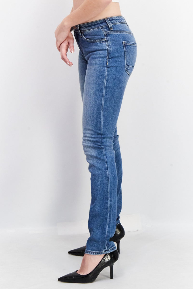 ESPRIT Women Straight Fit Mid Stretchable Denim Jeans, Blue - Image 3