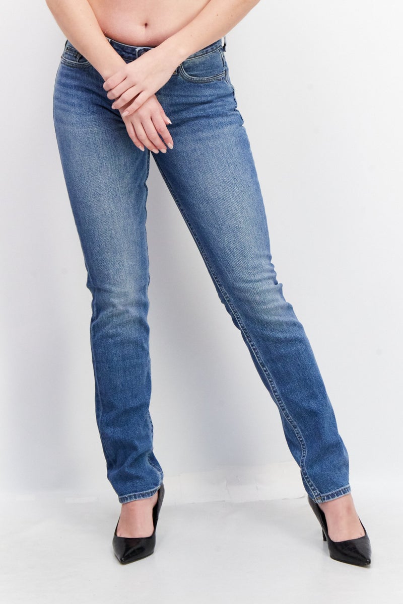 ESPRIT Women Straight Fit Mid Stretchable Denim Jeans, Blue - Image 1