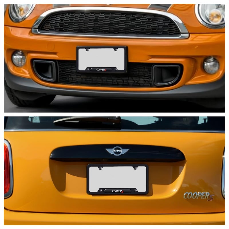JULOPO 2 Pcs Black License Plate Frames Compatible with Mini Cooper License Plate Covers Metal Aluminum Material Screw caps Cover Set - Image 5