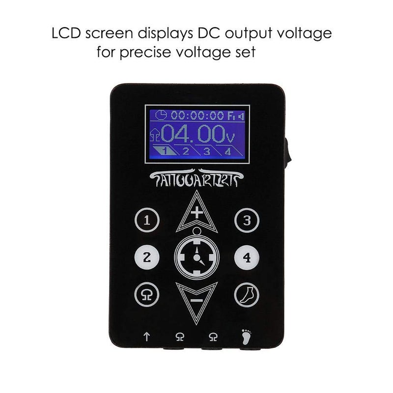 klarako Tattoo Power Supply Kit Digital LCD Touch Screen Tattoo Power Bank Two Interface for Rotary/Coil Tattoo Machine (US Plug) - Image 3
