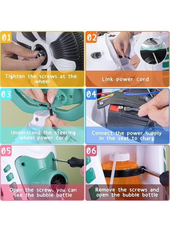 StarKids Electric Scooter For Kids, Scooter With Bubble Launcher 12V Battery, Ride On Toys For Children, 4 Wheel Car With Dual Motors, scooter With Remote Control, Sound Effects & Lights - Image 2