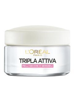 loreal paris TRIPLE ACTIVE MOISTURIZING PROTECTIVE FACE CREAM DRY SENSITIVE SKIN 24H 50ML 
