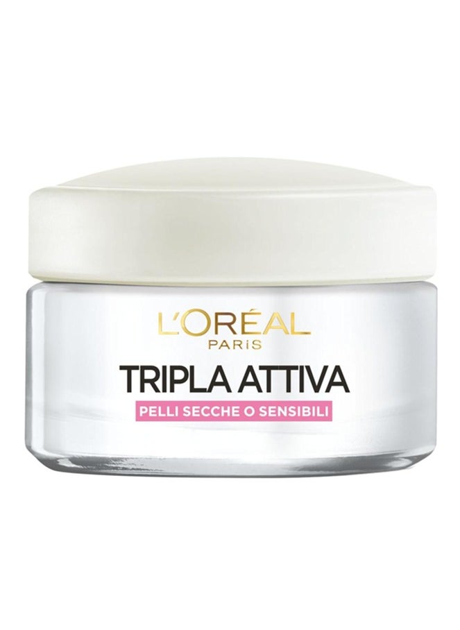 loreal paris TRIPLE ACTIVE MOISTURIZING PROTECTIVE FACE CREAM DRY SENSITIVE SKIN 24H 50ML 