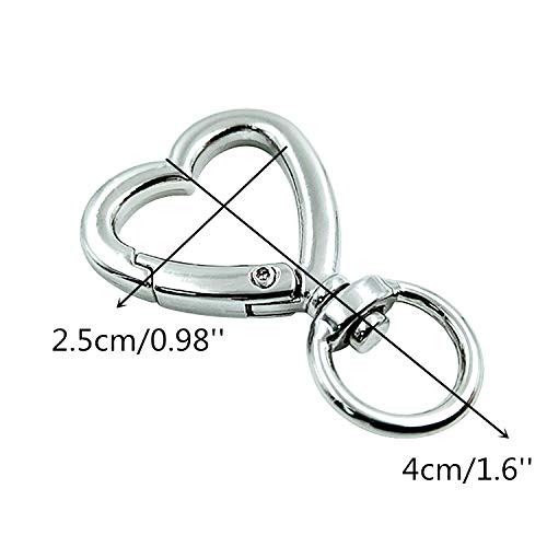 HAN SHENG 30 Pcs Metal Heart Shape Keychain DIY Creative Design Hanging Buckle Key Ring Spring Snap Keychain Clip Hanging Buckle Key Chains Accessories (Silver) - Image 2