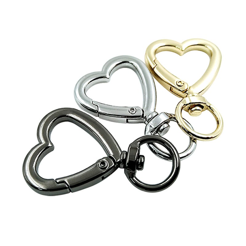 HAN SHENG 30 Pcs Metal Heart Shape Keychain DIY Creative Design Hanging Buckle Key Ring Spring Snap Keychain Clip Hanging Buckle Key Chains Accessories (Silver) - Image 3
