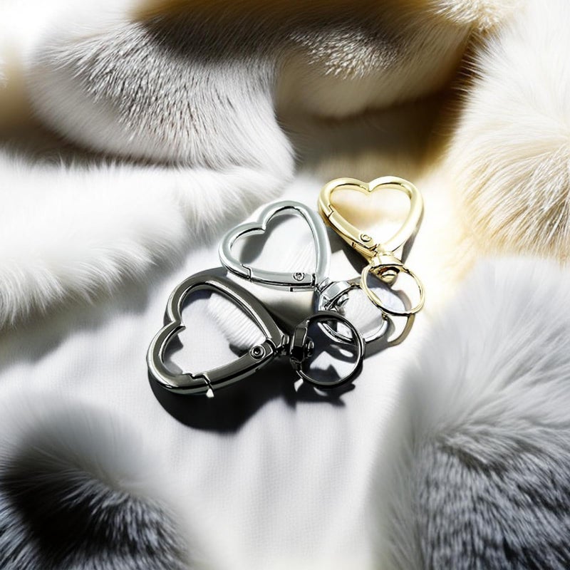 HAN SHENG 30 Pcs Metal Heart Shape Keychain DIY Creative Design Hanging Buckle Key Ring Spring Snap Keychain Clip Hanging Buckle Key Chains Accessories (Silver) - Image 4