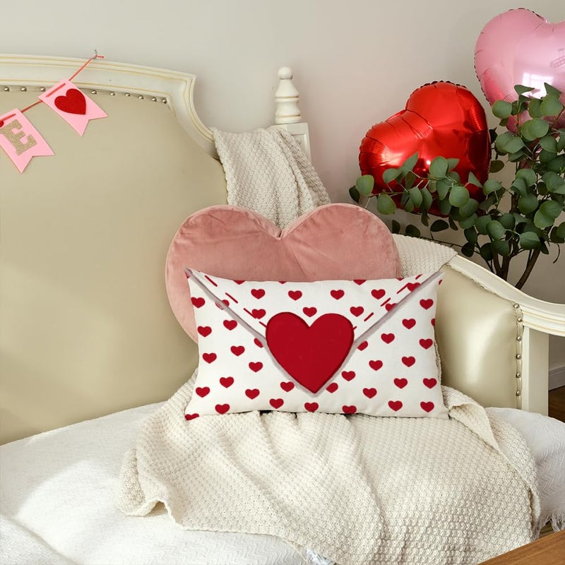 AACORS Valentines Day Pillow Cover 12X20 Inch Love Heart Decorations Holiday Farmhouse Decorative Pillow Case Decor for Home Sofa Couch AA452-12 - Image 3