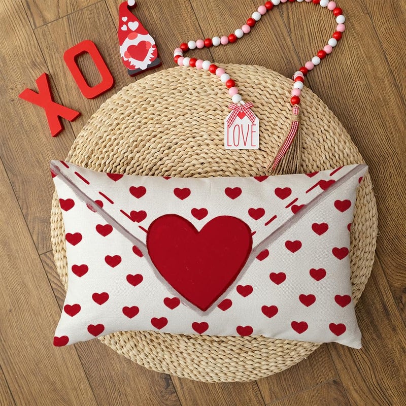 AACORS Valentines Day Pillow Cover 12X20 Inch Love Heart Decorations Holiday Farmhouse Decorative Pillow Case Decor for Home Sofa Couch AA452-12 - Image 4