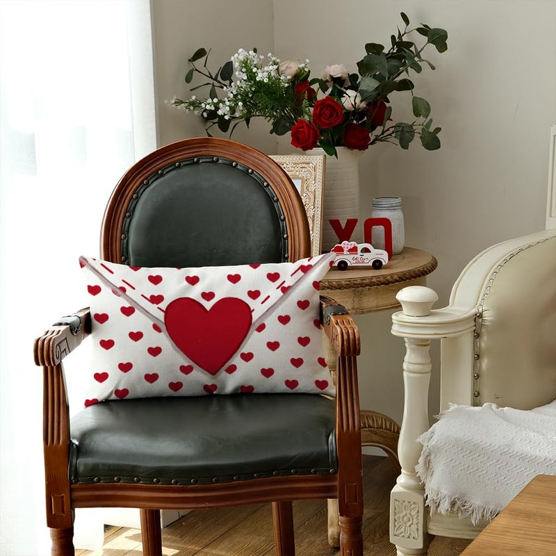 AACORS Valentines Day Pillow Cover 12X20 Inch Love Heart Decorations Holiday Farmhouse Decorative Pillow Case Decor for Home Sofa Couch AA452-12 - Image 5