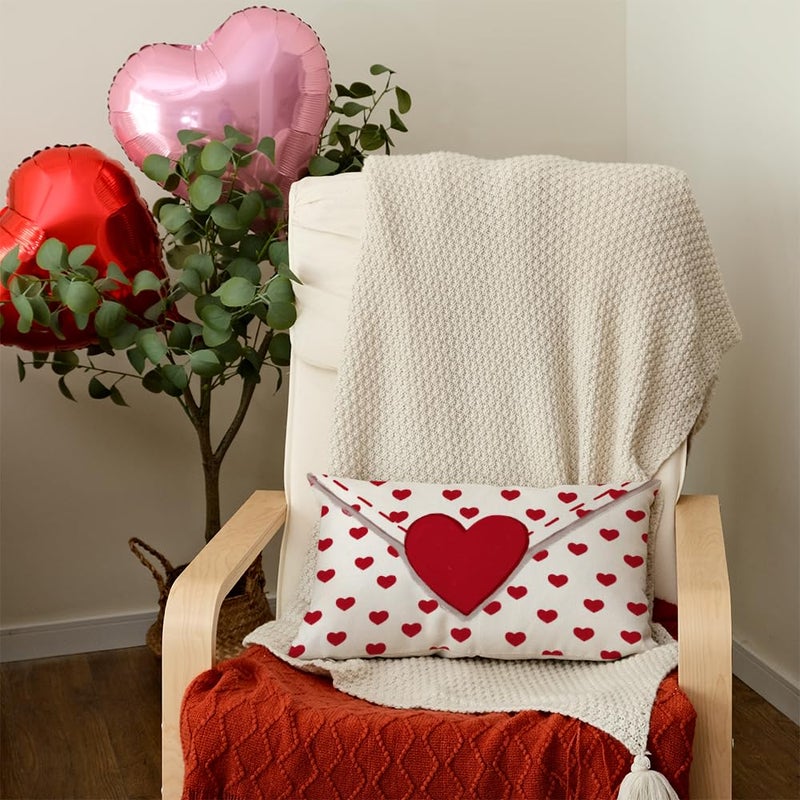 AACORS Valentines Day Pillow Cover 12X20 Inch Love Heart Decorations Holiday Farmhouse Decorative Pillow Case Decor for Home Sofa Couch AA452-12 - Image 2